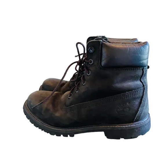 Timberland 6 Inch Premium Boots Womens Size 7 Black Leather Waterproof