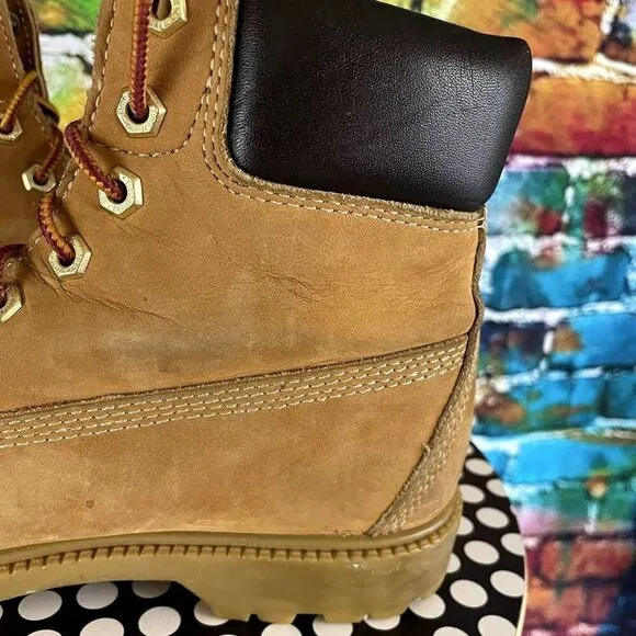 Timberland 6&quot; Wheat Nubuck Lace Up Boots Waterproof 10317 Size 8