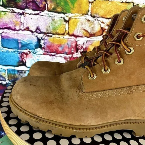 Timberland 6&quot; Wheat Nubuck Lace Up Boots Waterproof 10317 Size 8
