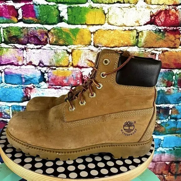 Timberland 6&quot; Wheat Nubuck Lace Up Boots Waterproof 10317 Size 8