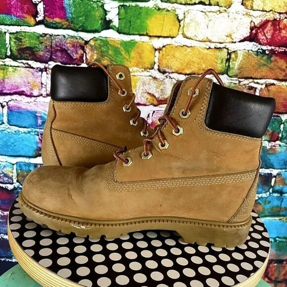 Timberland 6&quot; Wheat Nubuck Lace Up Boots Waterproof 10317 Size 8
