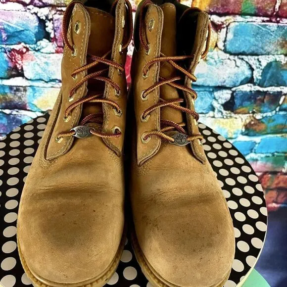 Timberland 6&quot; Wheat Nubuck Lace Up Boots Waterproof 10317 Size 8