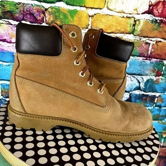 Timberland 6&quot; Wheat Nubuck Lace Up Boots Waterproof 10317 Size 8