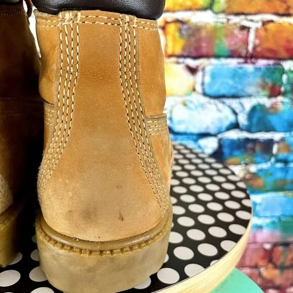 Timberland 6&quot; Wheat Nubuck Lace Up Boots Waterproof 10317 Size 8