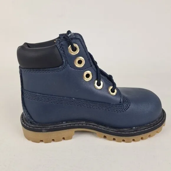 Timberland 6In Premium TODDLER Boots Outdoors Navy Mar Leather Size 8