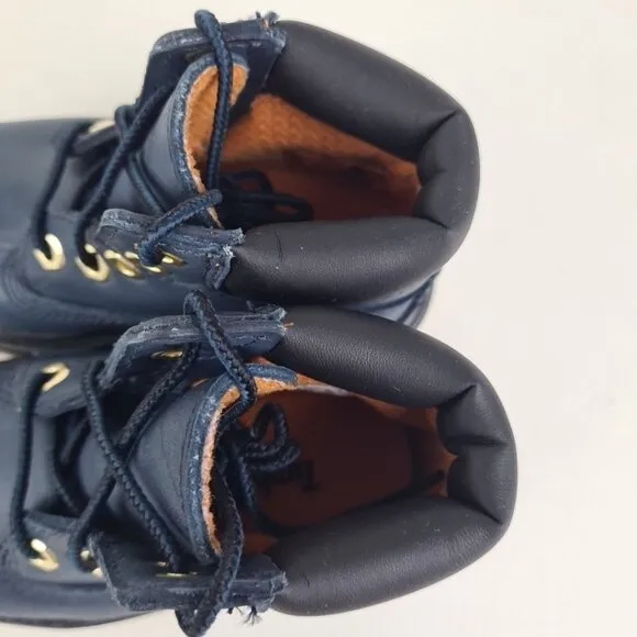 Timberland 6In Premium TODDLER Boots Outdoors Navy Mar Leather Size 8