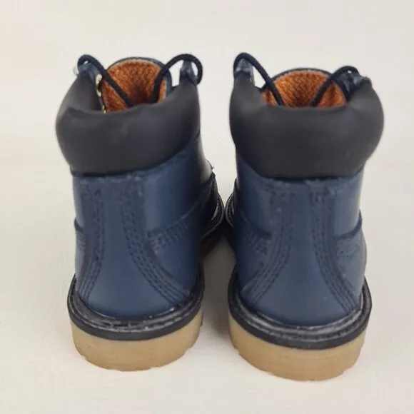 Timberland 6In Premium TODDLER Boots Outdoors Navy Mar Leather Size 8