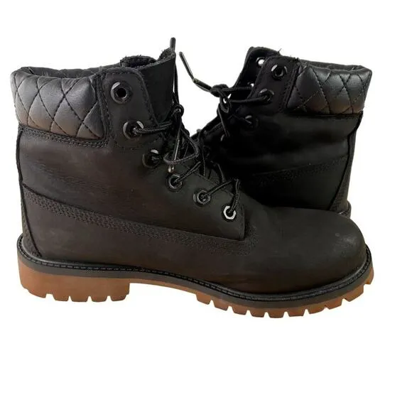 Timberland Boots Boys 6 Inch Premium Black Nubuck Primaloft 200 Grams