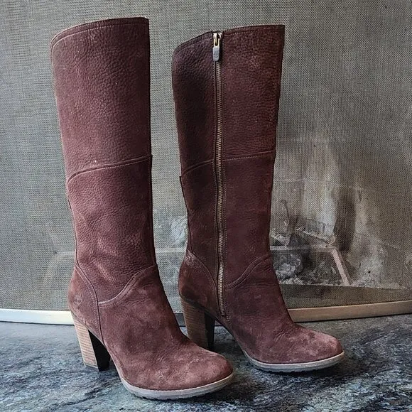 Timberland Brown Suede Waterproof Suede Tall Heeled Boots Size 9