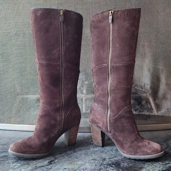 Timberland Brown Suede Waterproof Suede Tall Heeled Boots Size 9