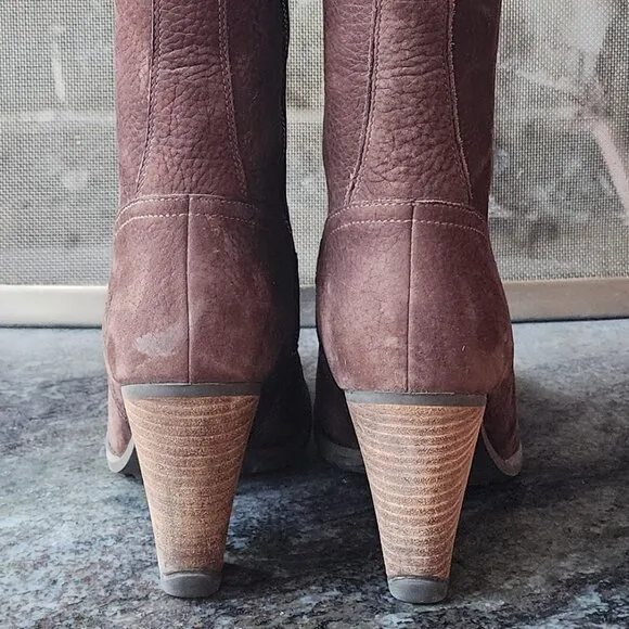 Timberland Brown Suede Waterproof Suede Tall Heeled Boots Size 9