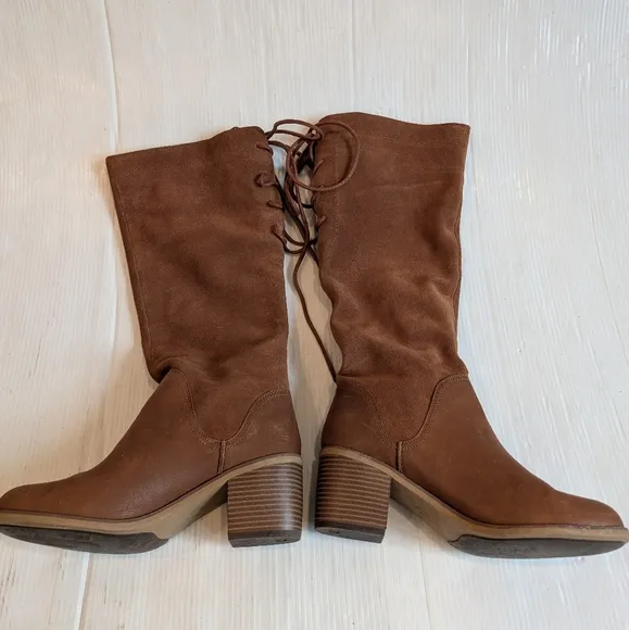 TIMBERLAND Brynlee Park Tall Slouch Boots Brown Suede Leather Knee-High Size 9