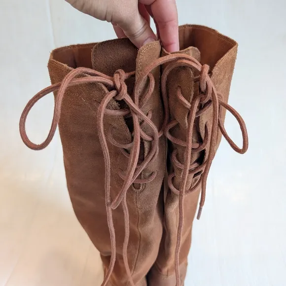 TIMBERLAND Brynlee Park Tall Slouch Boots Brown Suede Leather Knee-High Size 9