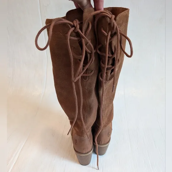 TIMBERLAND Brynlee Park Tall Slouch Boots Brown Suede Leather Knee-High Size 9