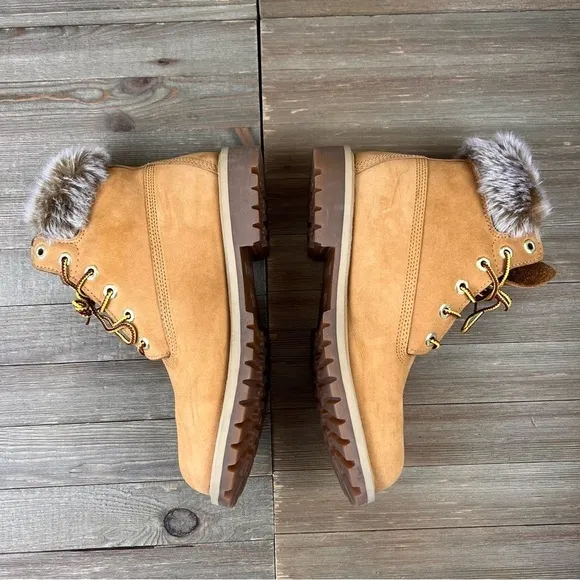 Timberland Faux Fur Wheat Nubuck Boots