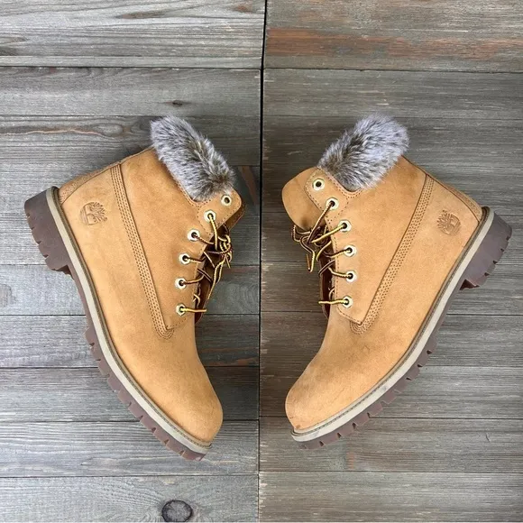 Timberland Faux Fur Wheat Nubuck Boots