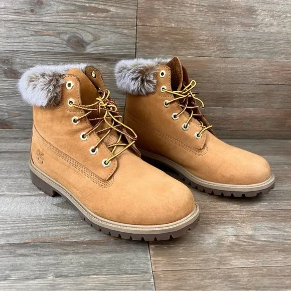 Timberland Faux Fur Wheat Nubuck Boots