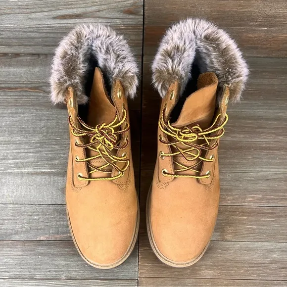 Timberland Faux Fur Wheat Nubuck Boots