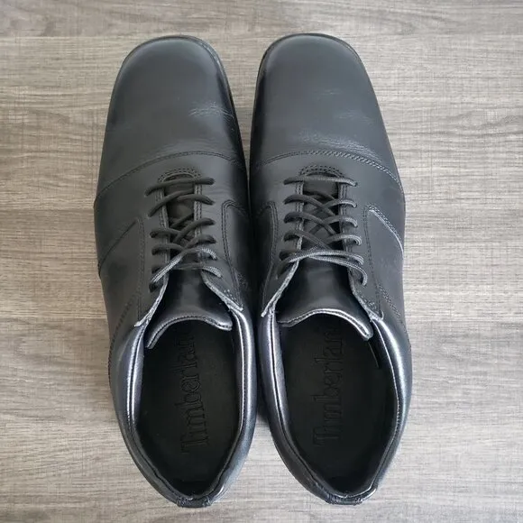 Timberland Genuine Leather Lace Up Oxford Dress Shoes Solid Black Size Men's 10