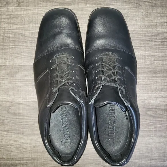 Timberland Genuine Leather Lace Up Oxford Dress Shoes Solid Black Size Men's 10