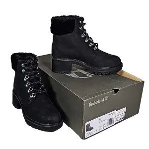 Timberland Kinsely Waterproof Mid Hiker Black Leather Boots Womens 6 NEW