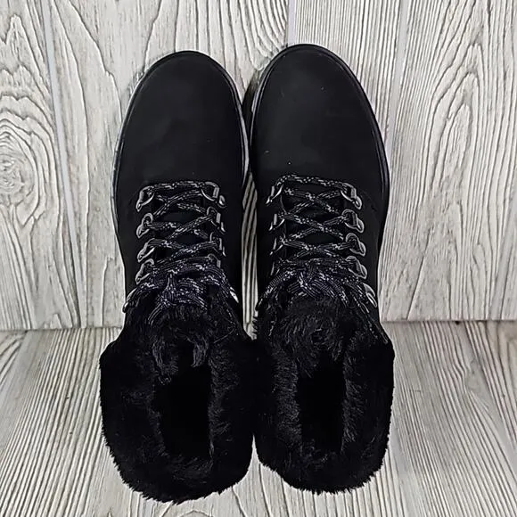 Timberland Kinsely Waterproof Mid Hiker Black Leather Boots Womens 6 NEW