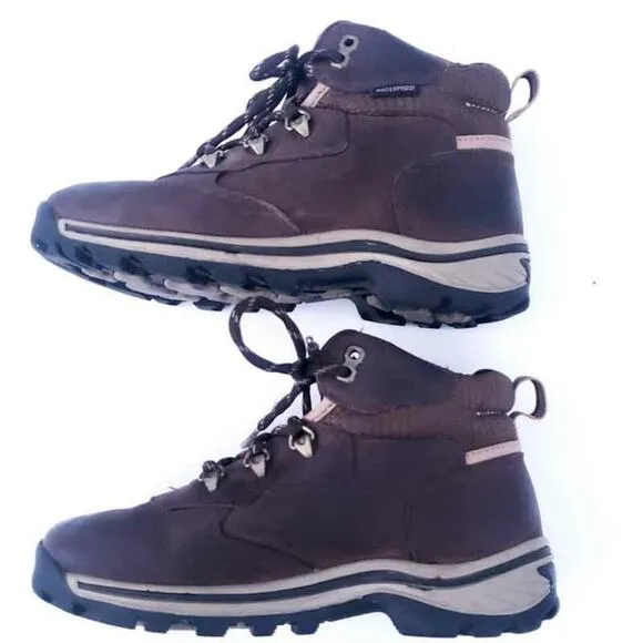 Timberland Leather Boots Brown Boys Size 2.5, Hiking Outdoors Winter