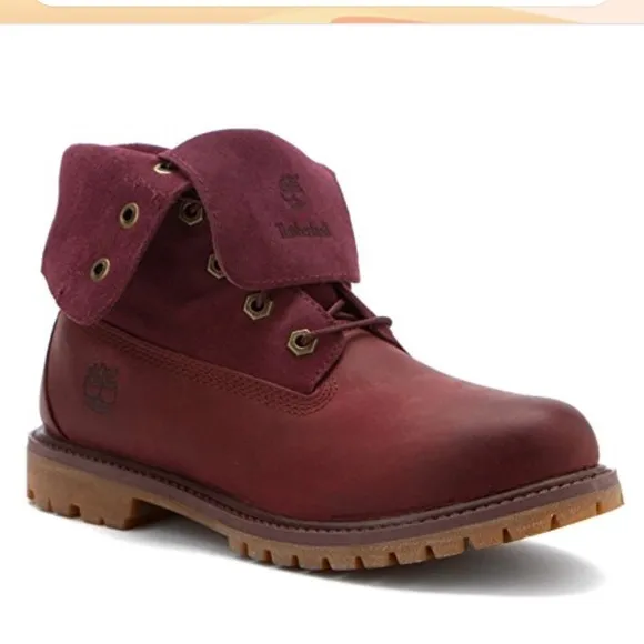 Timberland Premium waterproof leather Wine Roll Top work boots 7.5