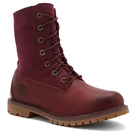 Timberland Premium waterproof leather Wine Roll Top work boots 7.5