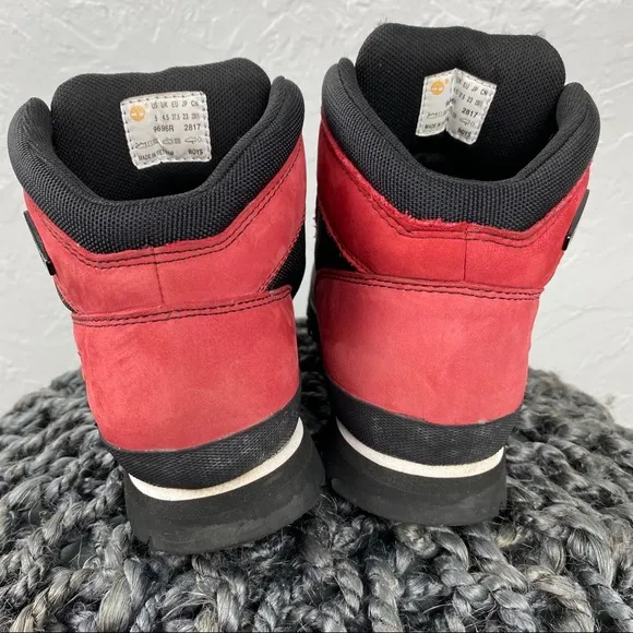 Timberland red &amp; black field hiker boots boys size 5, women’s size 7