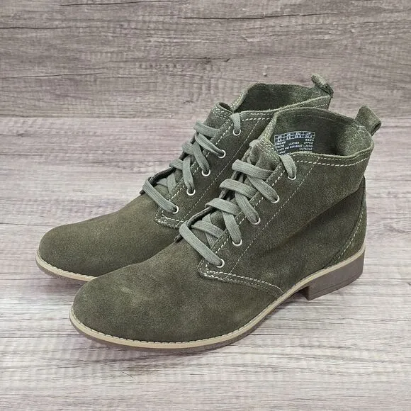 Timberland Shoreham Earthkeepers Women's Size 8.5 Olive Green Suede Boots NEW