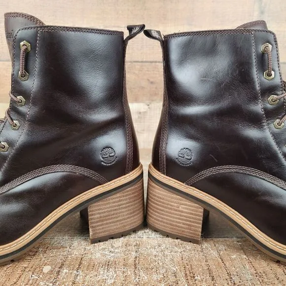 Timberland Sienna High Women's Size 9.5 Brown Leather Waterproof Lace Zip Boots
