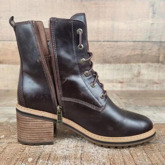 Timberland Sienna High Women's Size 9.5 Brown Leather Waterproof Lace Zip Boots