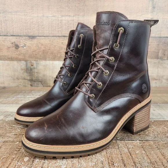 Timberland Sienna High Women's Size 9.5 Brown Leather Waterproof Lace Zip Boots