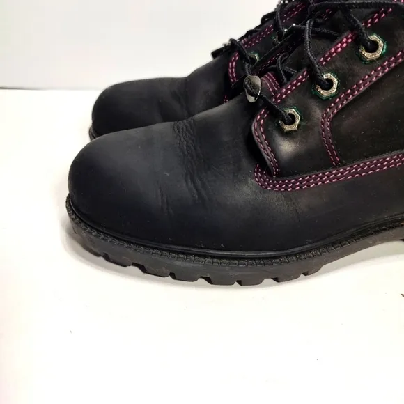 Timberland Waterproof Women's Biker Hiking Boots Black/Pink Stitching Size 9M