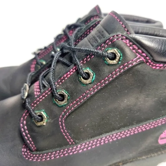 Timberland Waterproof Women's Biker Hiking Boots Black/Pink Stitching Size 9M
