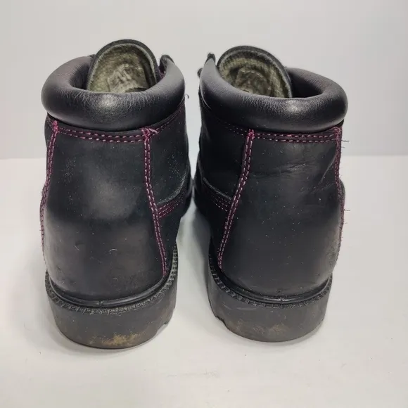 Timberland Waterproof Women's Biker Hiking Boots Black/Pink Stitching Size 9M