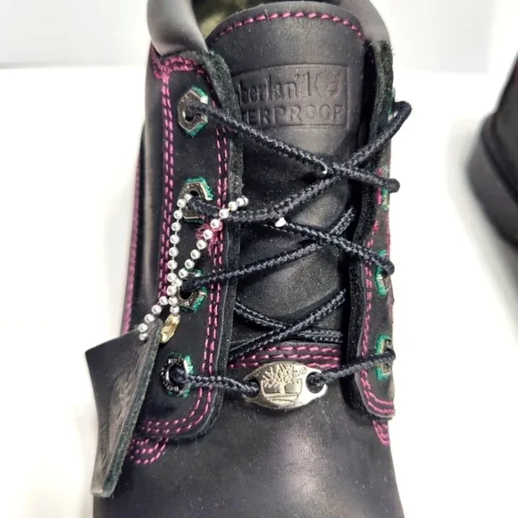 Timberland Waterproof Women's Biker Hiking Boots Black/Pink Stitching Size 9M