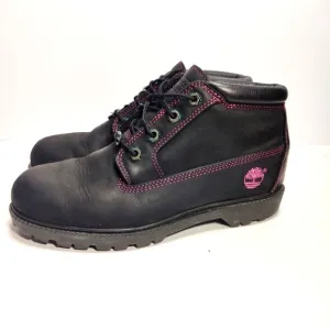 Timberland Waterproof Women's Biker Hiking Boots Black/Pink Stitching Size 9M