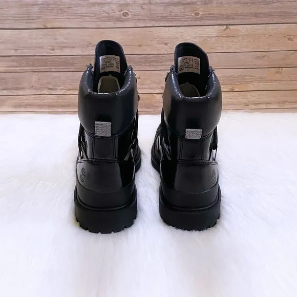 Timberland Women’s Heritage 6 Inch Rubber Toe Waterproof Black Boots