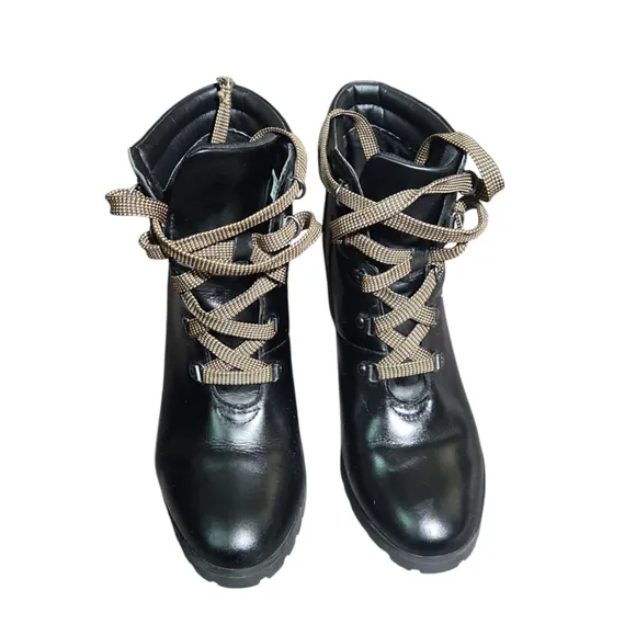 Timberland Womens Leather Heeled Boots Size 9 Black