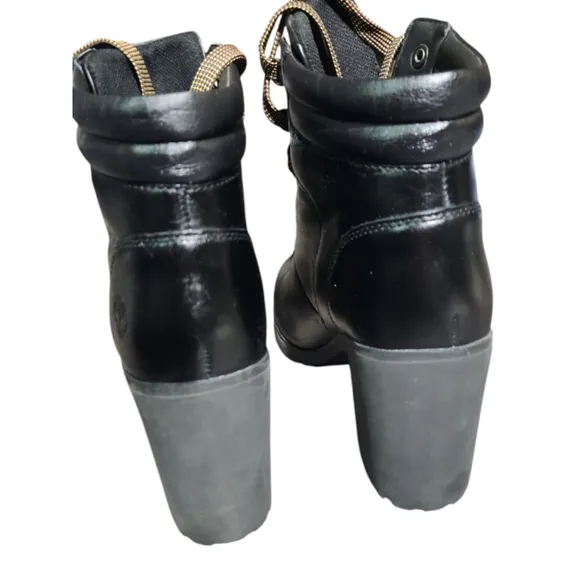 Timberland Womens Leather Heeled Boots Size 9 Black