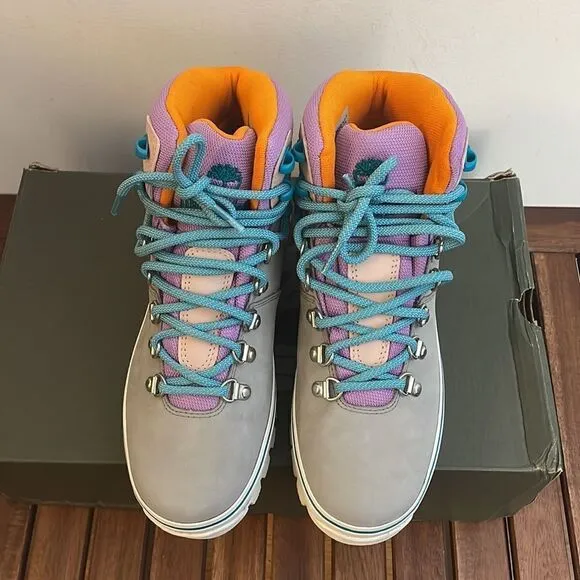 Timberland Euro Hiker Boots Gray Purple Turquoise Women 7.5(TB0A412WD52)