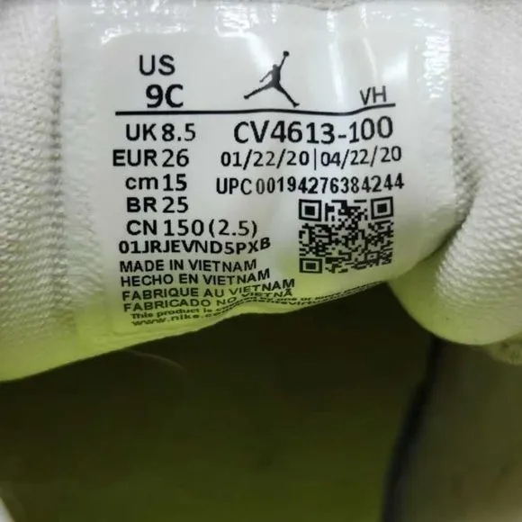 Toddler 9 Nike Air Jordan 1 kids retro mid edge glow sneakers CV4613-100 shoes