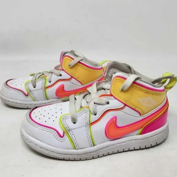 Toddler 9 Nike Air Jordan 1 kids retro mid edge glow sneakers CV4613-100 shoes