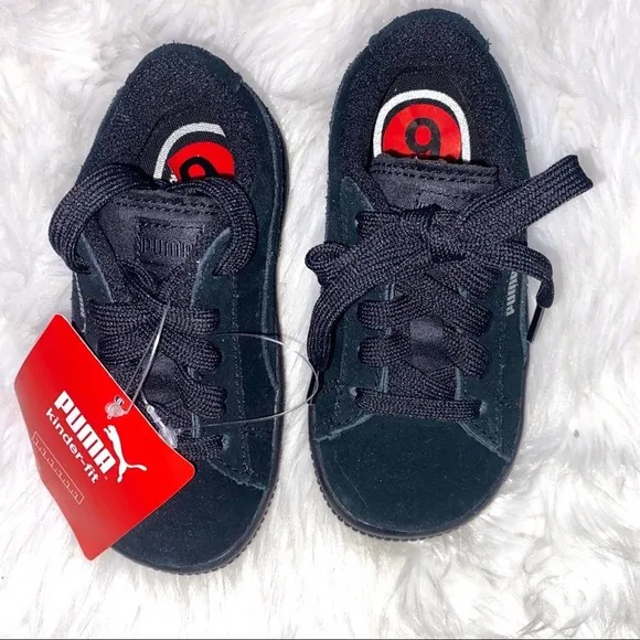 Toddlers New Puma Suede Leather Classic Black Sneakers Size 6 ~