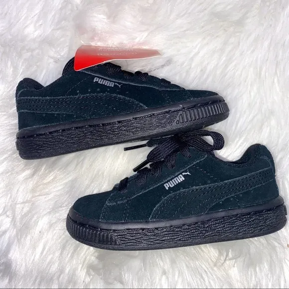 Toddlers New Puma Suede Leather Classic Black Sneakers Size 6 ~