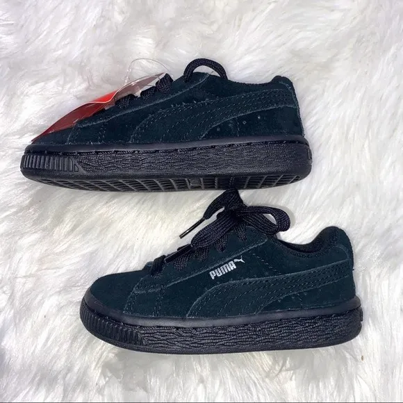 Toddlers New Puma Suede Leather Classic Black Sneakers Size 6 ~
