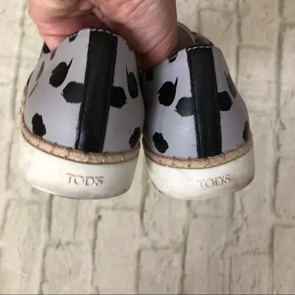 Tod’s Francesina espadrille slip on polka dot shoes