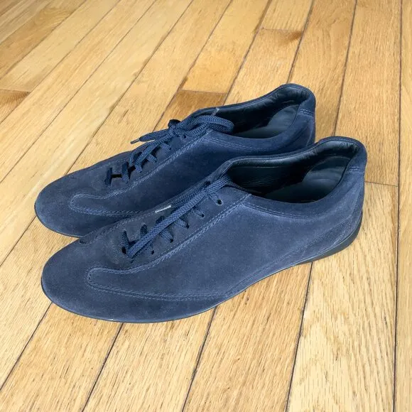 TOD'S Mens Low-Top Suede Sneakers, Navy, Size 10